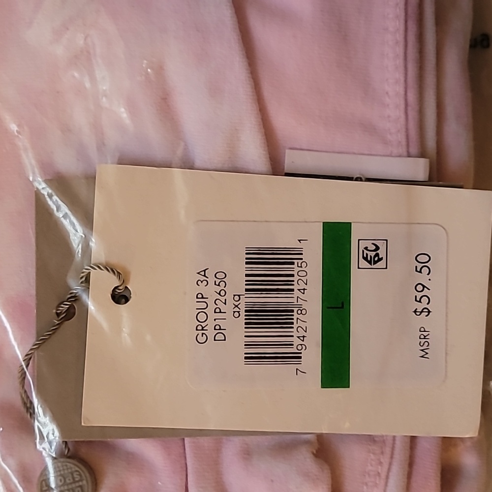 DKNY WOMEN'S CROSSOVER-FRONT TIE DYED LEGGINGS SIZE L  PINK/WHITE - Picture 4 of 7